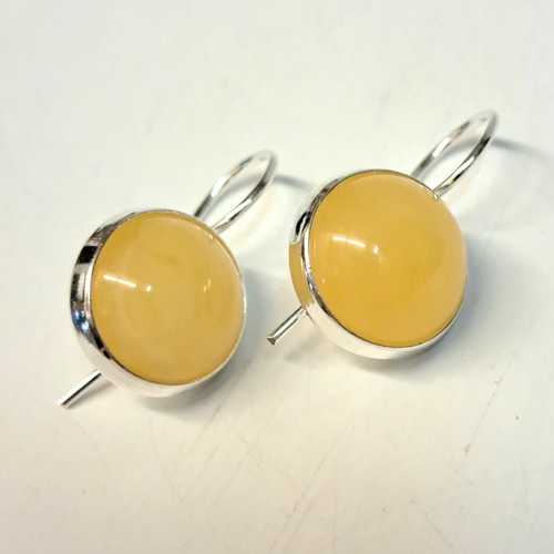  HWG-2429 Earrings, Round Lemon Amber $50 at Hunter Wolff Gallery
